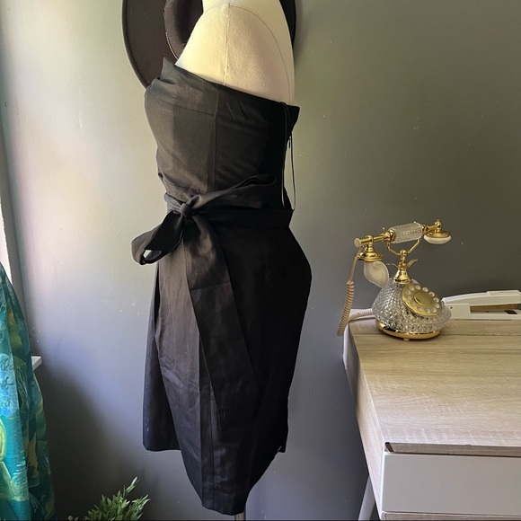 J Crew Tie Waist Black Strapless Dress Size 4 NWT - Picture 3 of 12